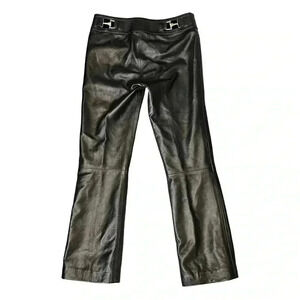 Gucci Black Leather Pants Size 42 Horsebit Detail Cropped Trouser Tom Ford Era